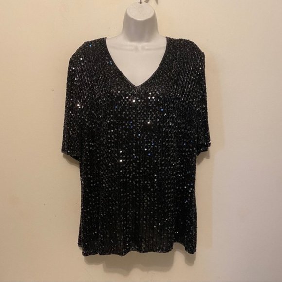 Vintage 1970’s Frank Usher Sequin 100% Silk blouse size large - Picture 13 of 16